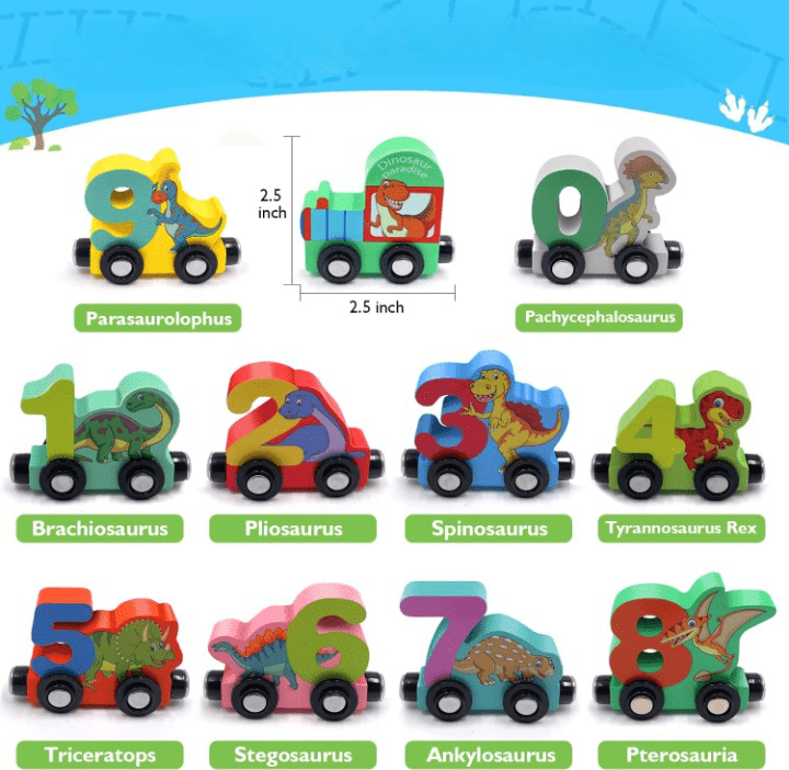 DinoRailo Magnetische Houten Cijfertrein - KidsKorner