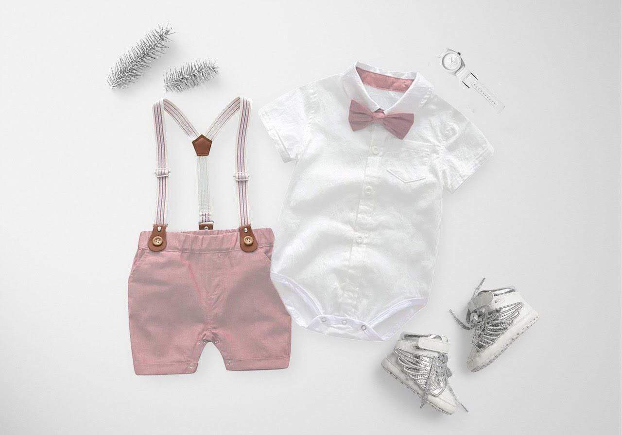 Jongens Nette Kleding Set Met Strikje En Bretels - KidsKorner