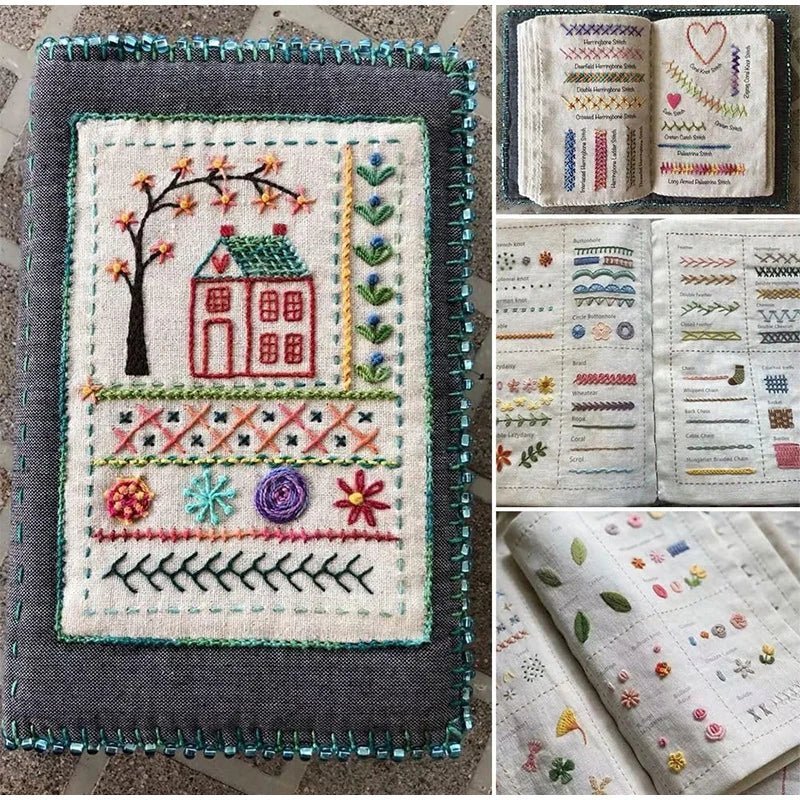 Set van 35 ponsnaalden, houten handvat, borduurstiften
