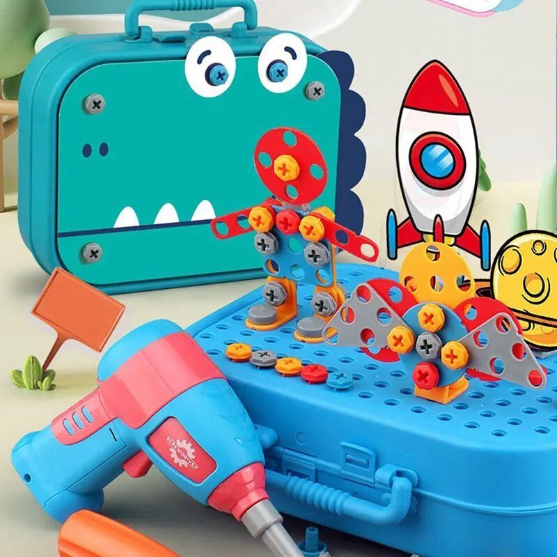 MontiCraft Motoriek Speelset - Montessori Leren met Schroeven en Blokken - KidsKorner
