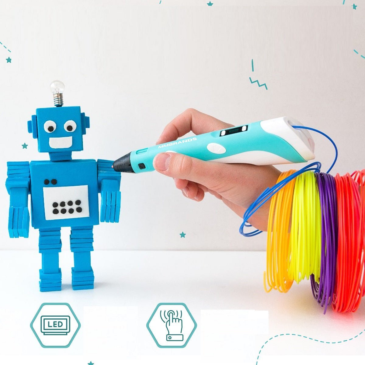 3D Pen Voor Kinderen | PLA Filament Instelbare Temperatuur Met 3m USB Kabel | 8+ Jaar - KidsKorner