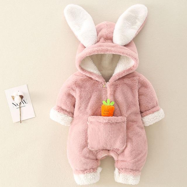 Baby Konijnen Romper Met Capuchon En Wortel Detail - KidsKorner