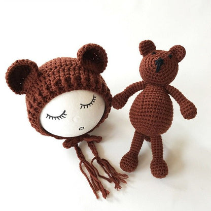 Baby Muts Met Berenoren En Knuffelbeertje Set - KidsKorner