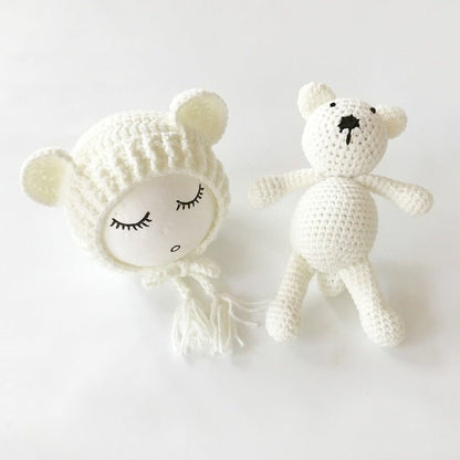 Baby Muts Met Berenoren En Knuffelbeertje Set - KidsKorner