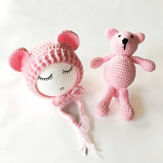 Baby Muts Met Berenoren En Knuffelbeertje Set - KidsKorner