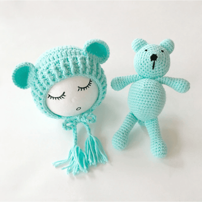 Baby Muts Met Berenoren En Knuffelbeertje Set - KidsKorner
