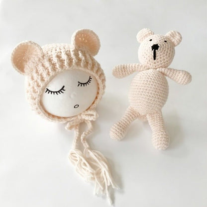 Baby Muts Met Berenoren En Knuffelbeertje Set - KidsKorner