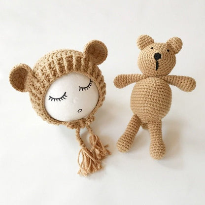 Baby Muts Met Berenoren En Knuffelbeertje Set - KidsKorner
