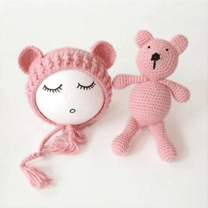 Baby Muts Met Berenoren En Knuffelbeertje Set - KidsKorner