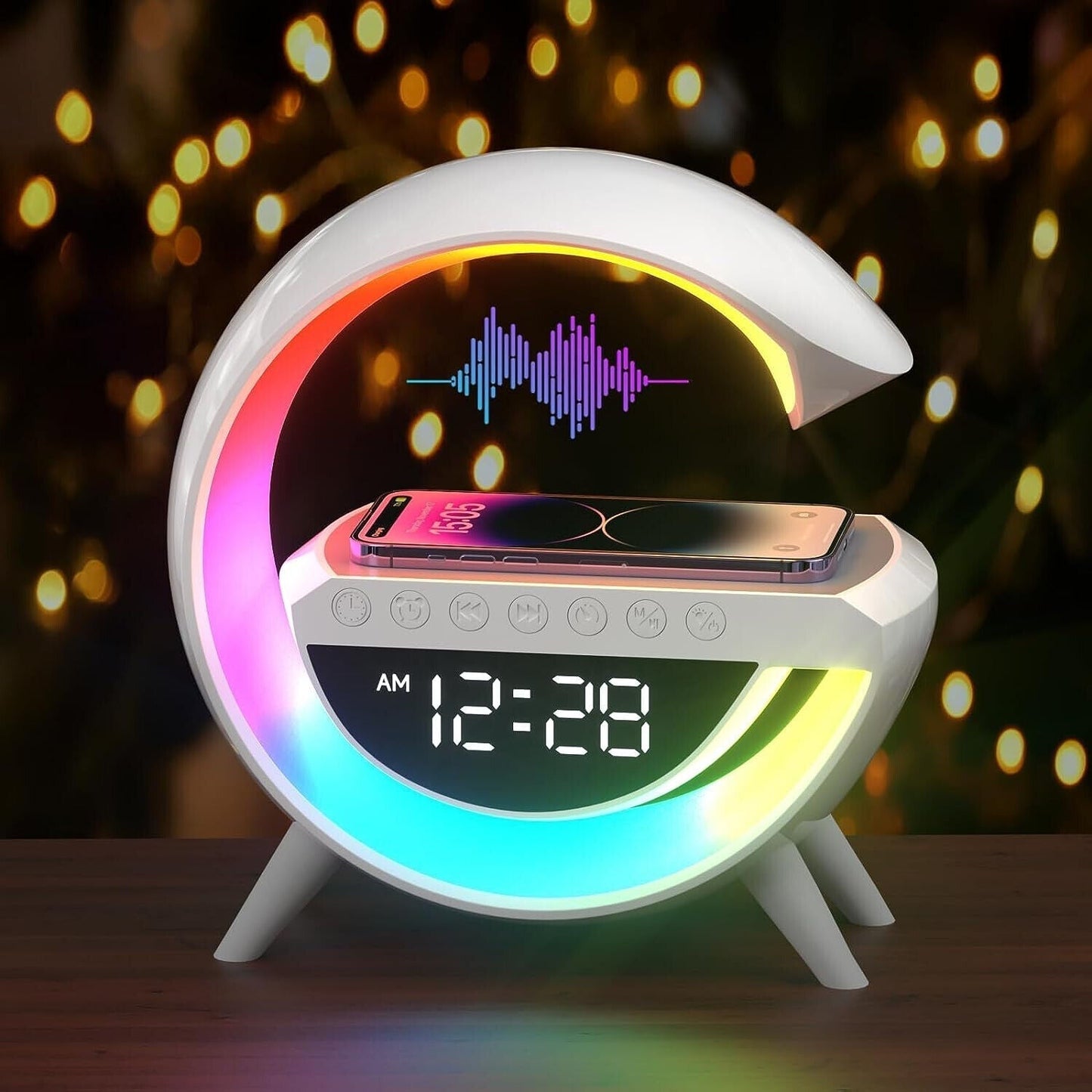 Bluetooth Speaker Wekker met Draadloze Oplader en FM Radio - KidsKorner