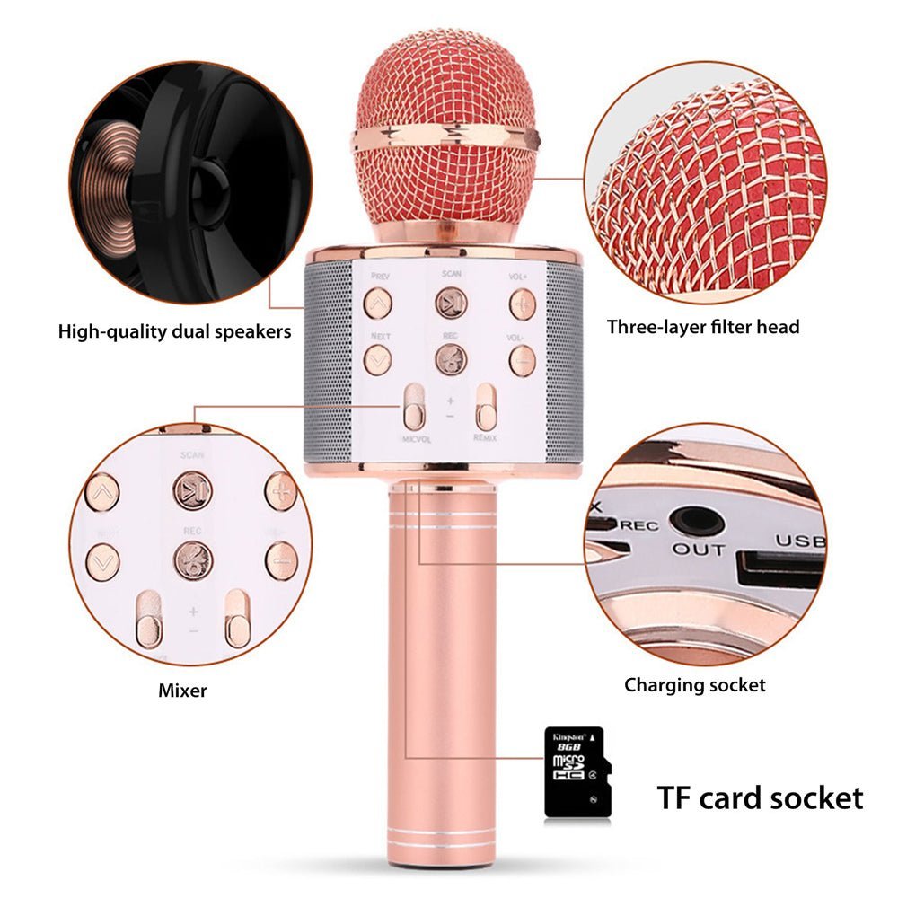 Draadloze Karaoke Microfoon Met Bluetooth En Speaker | Oplaadbaar 1500 mAh - KidsKorner
