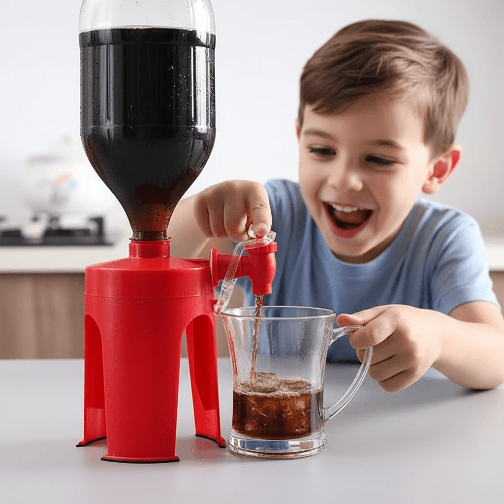 Drankdispenser Met Tapkraan | Drukknop Fleshouder Voor Frisdrank - KidsKorner