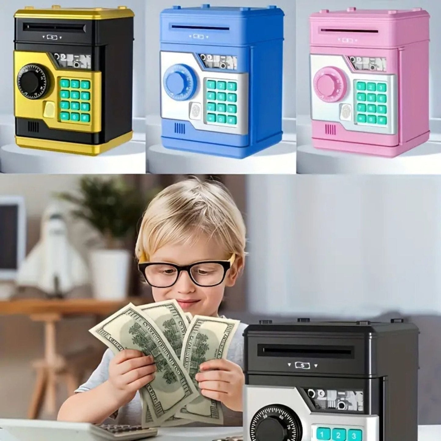 Elektronische Spaarpot Met Code En Vingerafdruk – Automatische Biljetinvoer 3 - 13 Jaar - KidsKorner