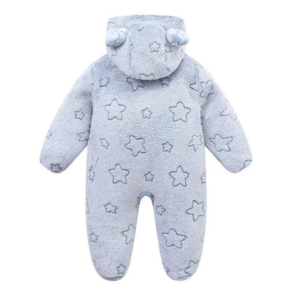 Flanellen Baby Boxpak Met Capuchon En Rits - KidsKorner