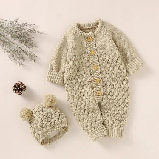 Gebreide Baby Jumpsuit Met Muts - Winter Boxpak - KidsKorner