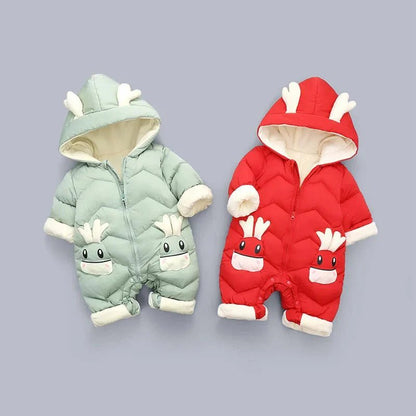 Gevoerd Baby Winterpak Rendier Met Capuchon Jumpsuit - KidsKorner