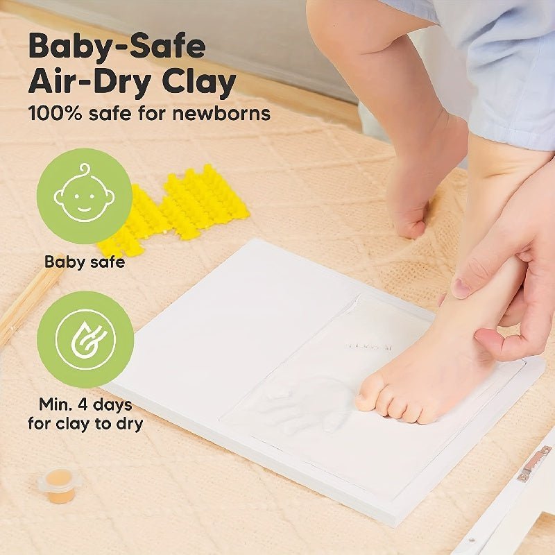 Hand - En Voetafdruk Kit Baby – Houten Fotolijst Met Niet - Giftige Klei Voor Peuter - KidsKorner