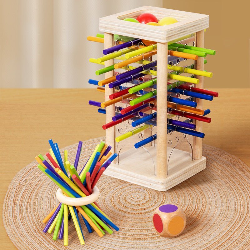 Houten Behendigheidsspel – Ballen & Stokjes Spel 3 - in - 1 – 3+ - KidsKorner