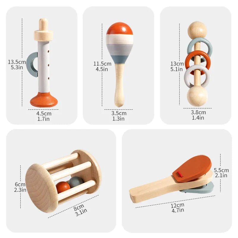 Houten Muziek Speelgoed Set 5 - Delig Voor Peuters - KidsKorner