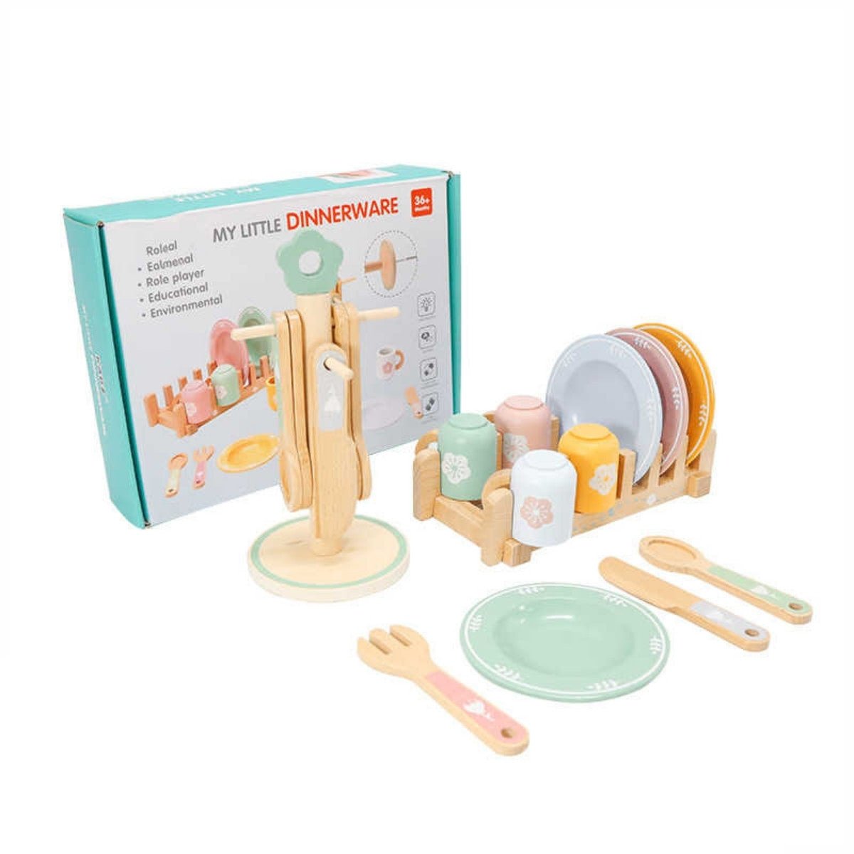 Houten Speelkeuken Accessoires Set 22 - Delig Speelservies Voor Kinderen - KidsKorner