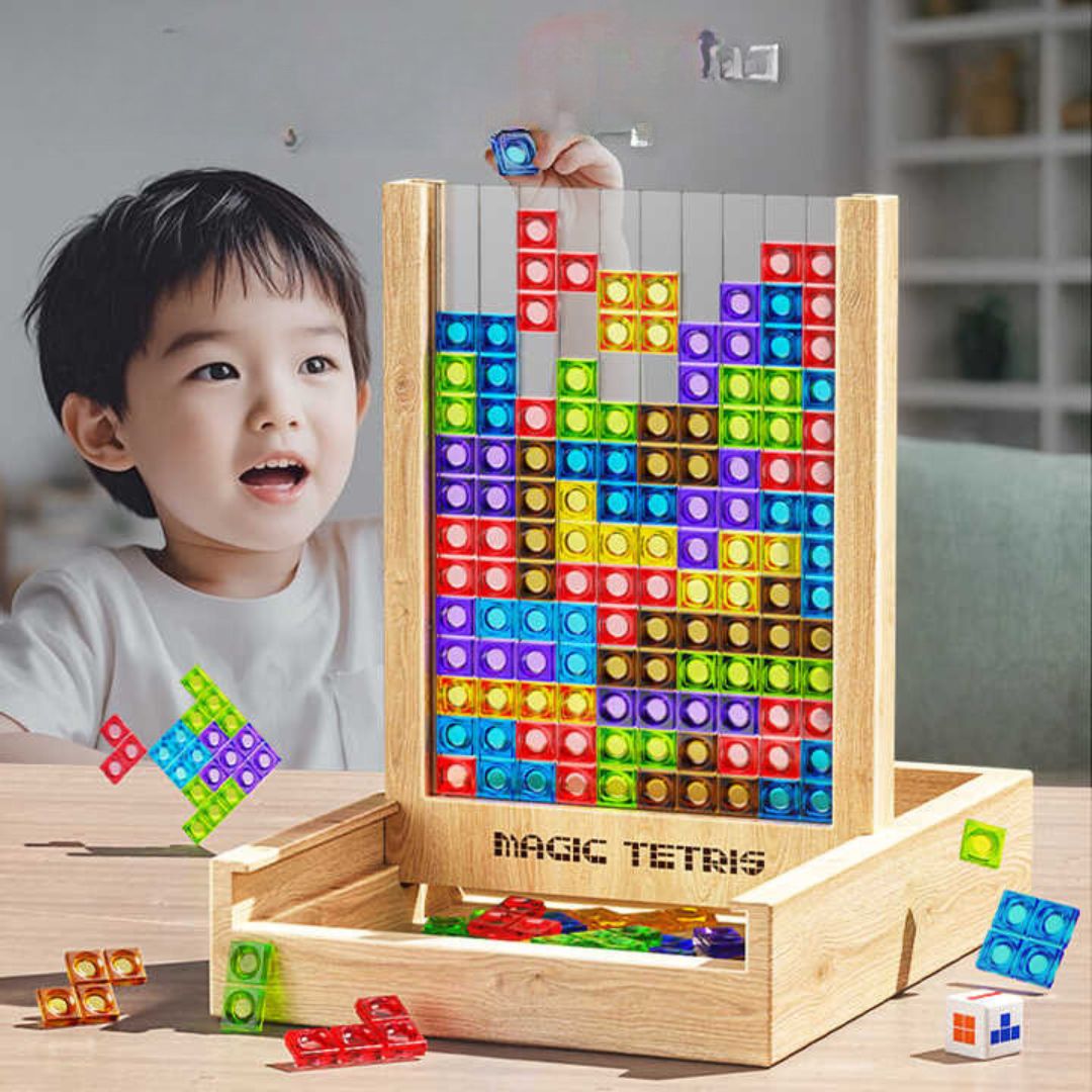 Houten Tetris Puzzel - Educatief Denkspel - KidsKorner