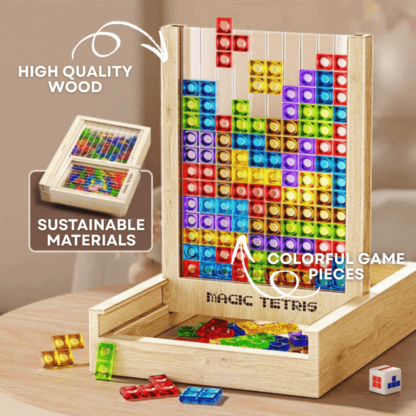 Houten Tetris Puzzel - Educatief Denkspel - KidsKorner