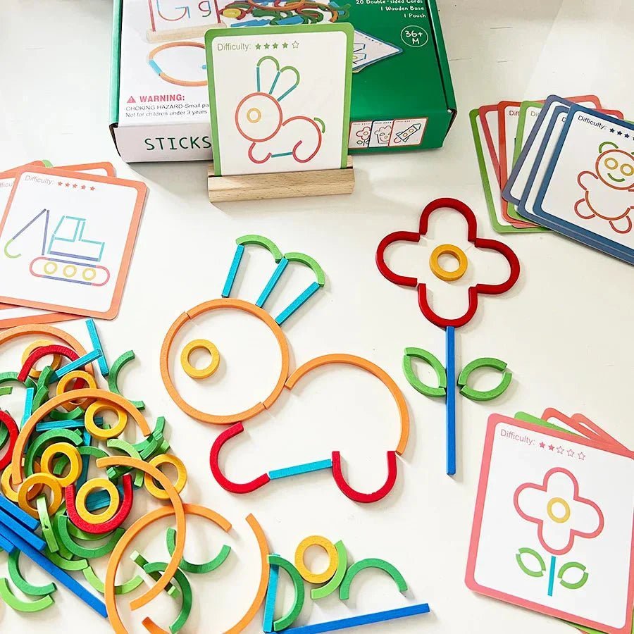 Houten Vormen Puzzel - Creatief Legspel Met Voorbeeldkaarten - 3 Tot 6 Jaar - KidsKorner