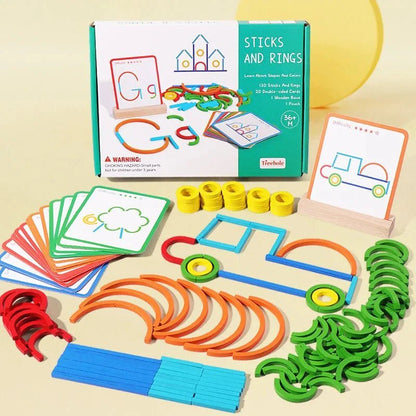 Houten Vormen Puzzel - Creatief Legspel Met Voorbeeldkaarten - 3 Tot 6 Jaar - KidsKorner