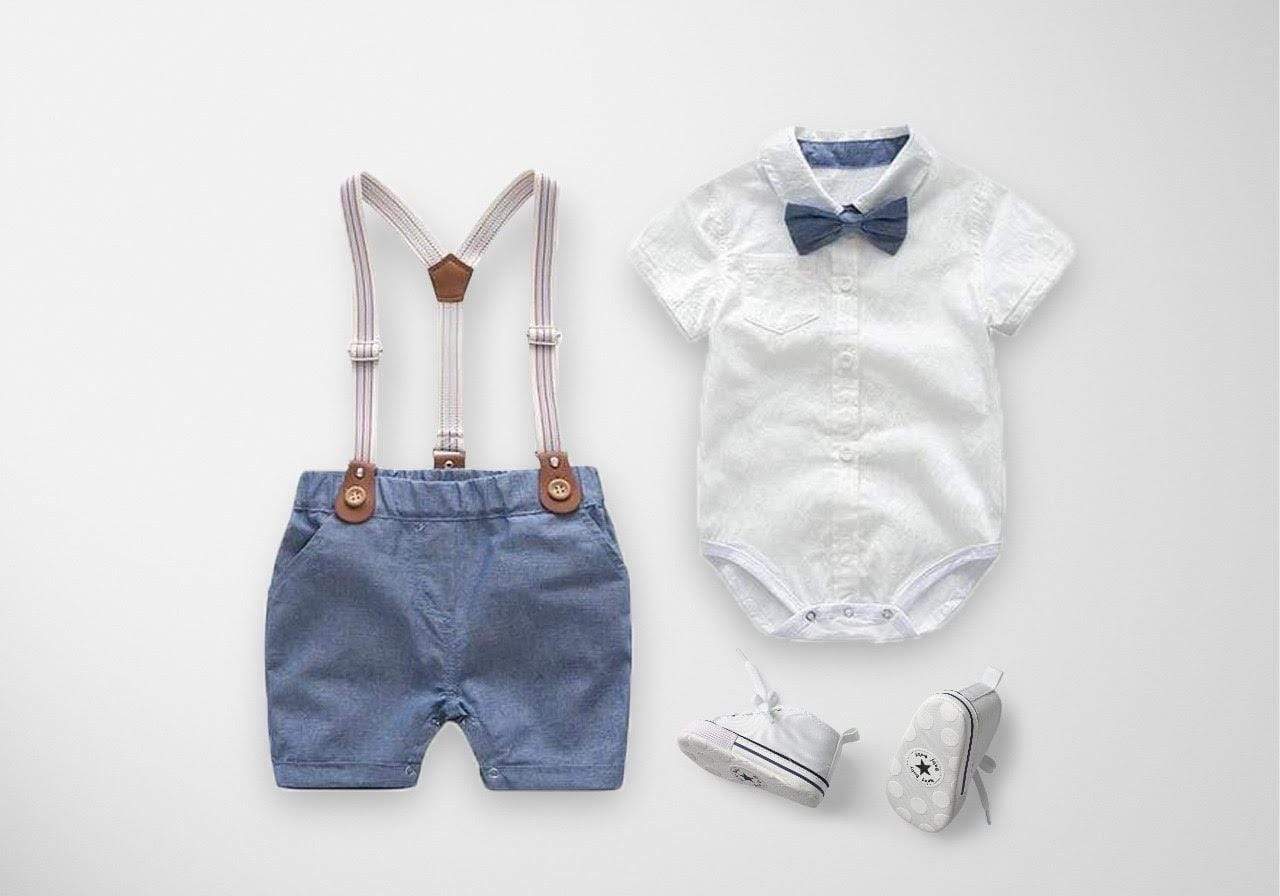 Jongens Nette Kleding Set Met Strikje En Bretels - KidsKorner