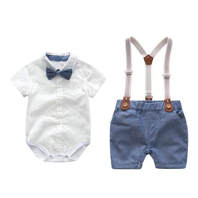 Jongens Nette Kleding Set Met Strikje En Bretels - KidsKorner