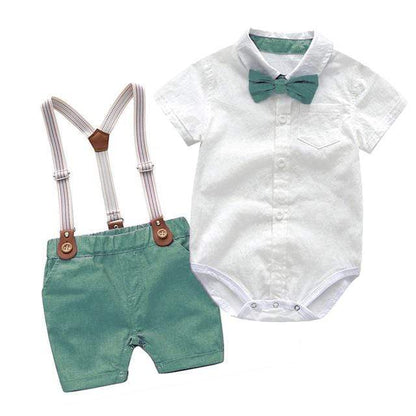 Jongens Nette Kleding Set Met Strikje En Bretels - KidsKorner