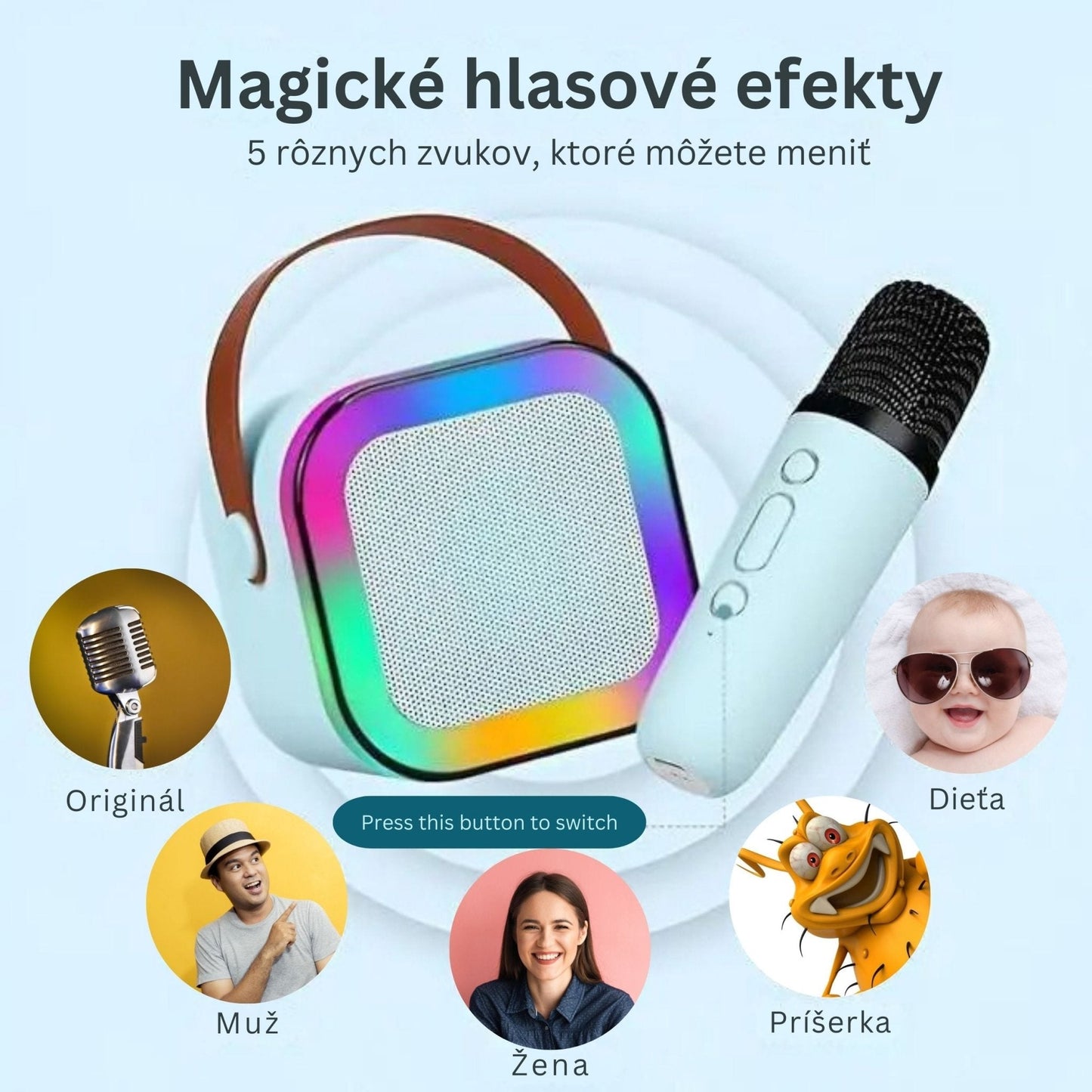 Karaoke Set Voor Kinderen | Draadloze Bluetooth Speaker Met Led Lichten En Microfoon - KidsKorner