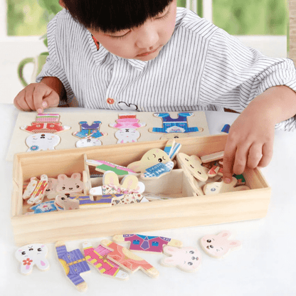 KleedPuzzel Dieren Houten Aankleedpuzzel Met Outfitstukjes - KidsKorner