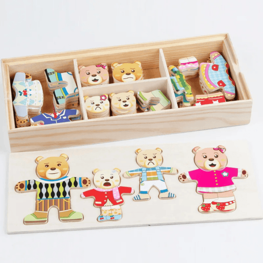 KleedPuzzel Dieren Houten Aankleedpuzzel Met Outfitstukjes - KidsKorner