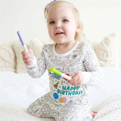 Kleur Je Eigen Kinderpyjama Set 2 - Delig - KidsKorner