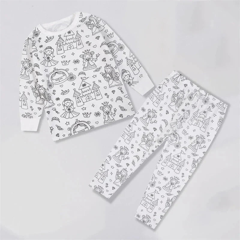 Kleur Je Eigen Kinderpyjama Set 2 - Delig - KidsKorner