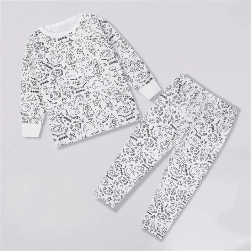 Kleur Je Eigen Kinderpyjama Set 2 - Delig - KidsKorner