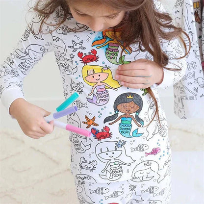 Kleur Je Eigen Kinderpyjama Set 2 - Delig - KidsKorner