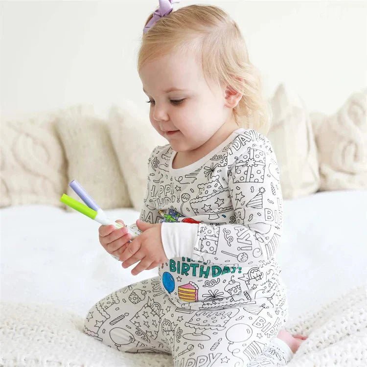 Kleur Je Eigen Kinderpyjama Set 2 - Delig - KidsKorner