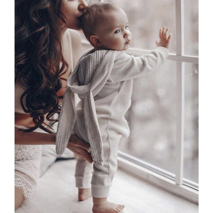 Konijnenoren Baby Romper Met Capuchon En Rits - KidsKorner