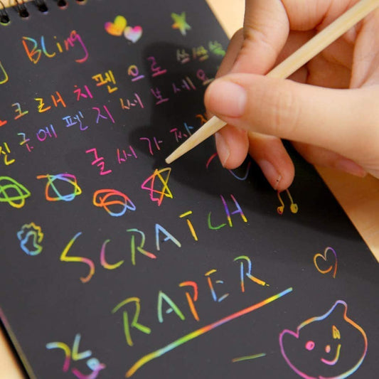 Krasboek Voor Kinderen | Spiraal Kraspapier Met Kleurenlaag | Creatief Tekenen - KidsKorner