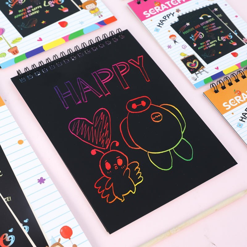 Krasboek Voor Kinderen | Spiraal Kraspapier Met Kleurenlaag | Creatief Tekenen - KidsKorner