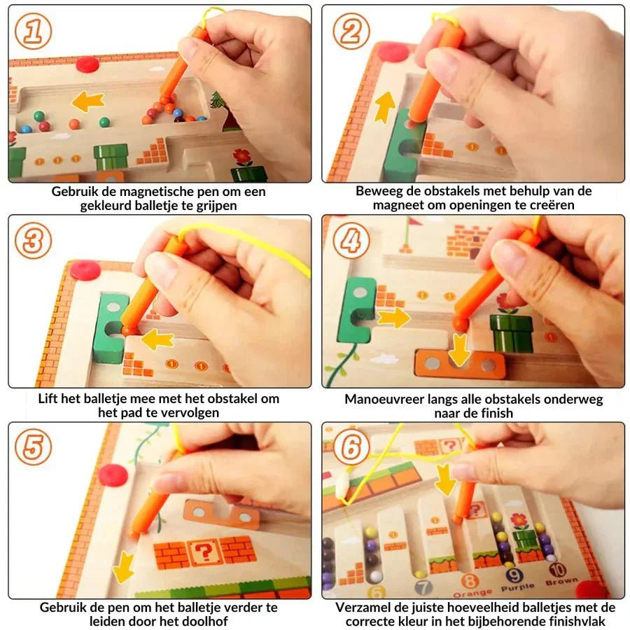 Magnetisch Doolhof Bord - Houten Activiteitenbord - 3 Tot 6 Jaar - KidsKorner