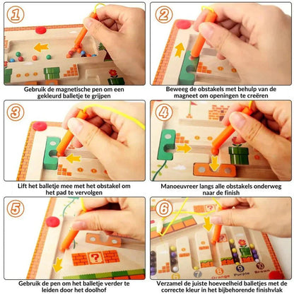 Magnetisch Doolhof Bord - Houten Activiteitenbord - 3 Tot 6 Jaar - KidsKorner
