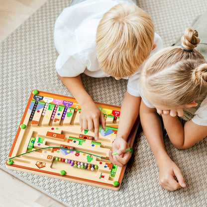 Magnetisch Doolhof Bord - Houten Activiteitenbord - 3 Tot 6 Jaar - KidsKorner