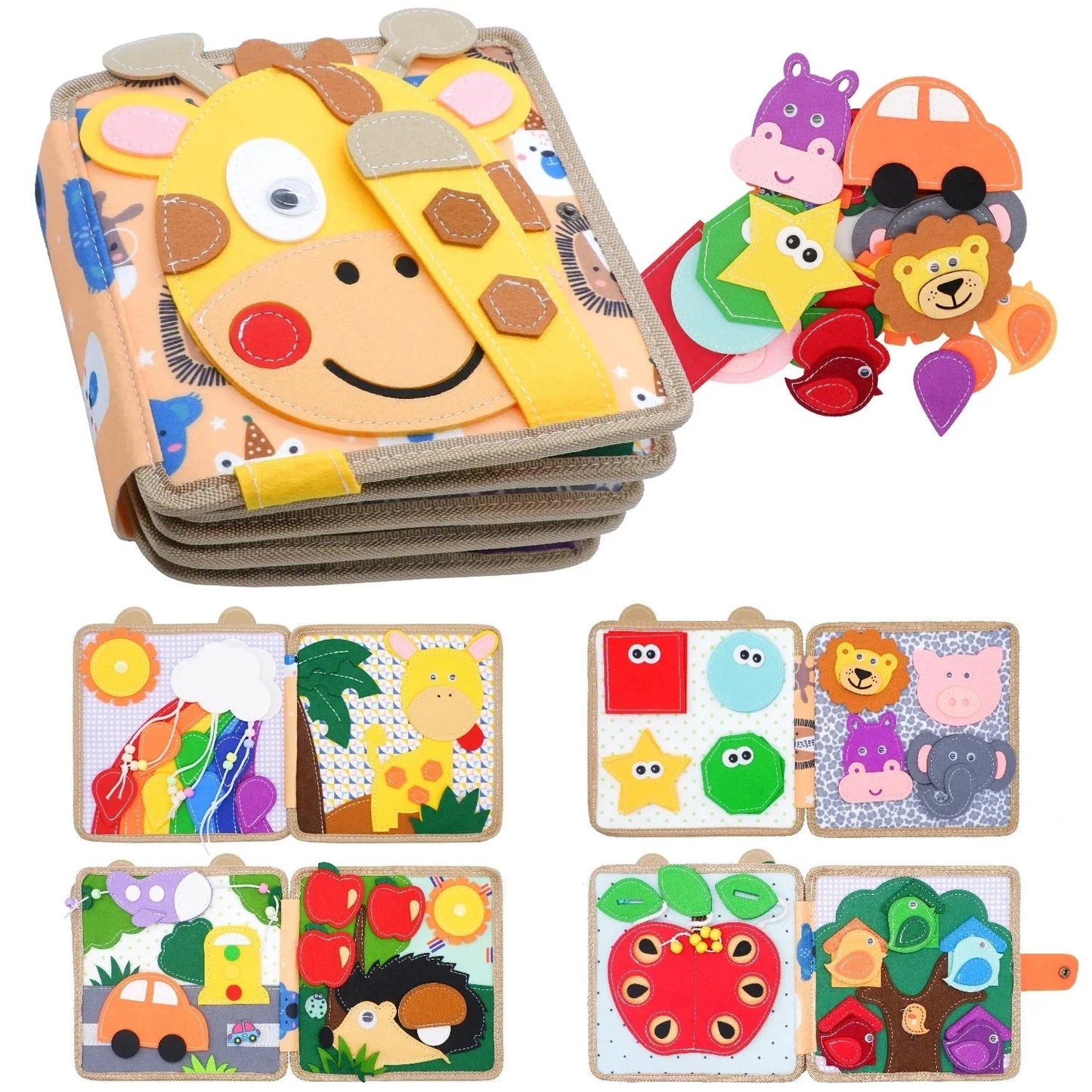 Montessori Activiteitenboek Dieren - Busy Book Vilt - 2 Tot 4 Jaar - KidsKorner