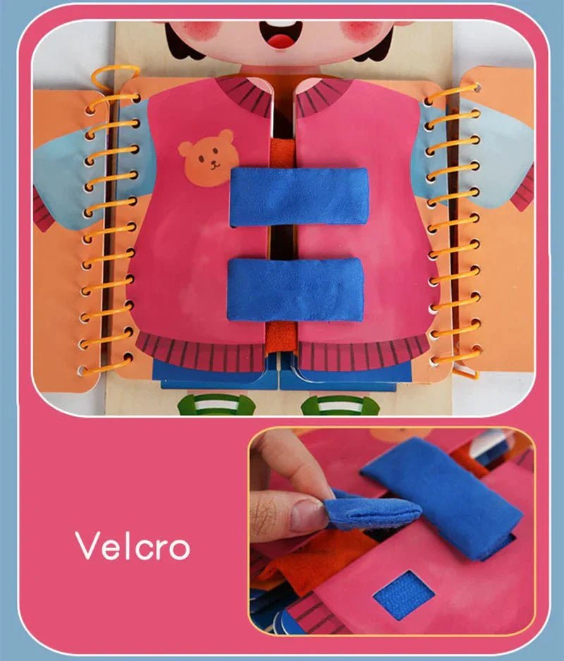 Montessori Busy Board Aankleedbord – Houten Motoriek Speelgoed - KidsKorner