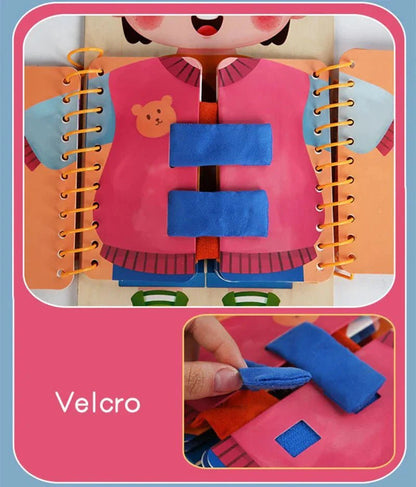 Montessori Busy Board Aankleedbord – Houten Motoriek Speelgoed - KidsKorner