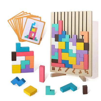 Montessori Houten Tetris Stapelpuzzel – Puzzelspel - KidsKorner