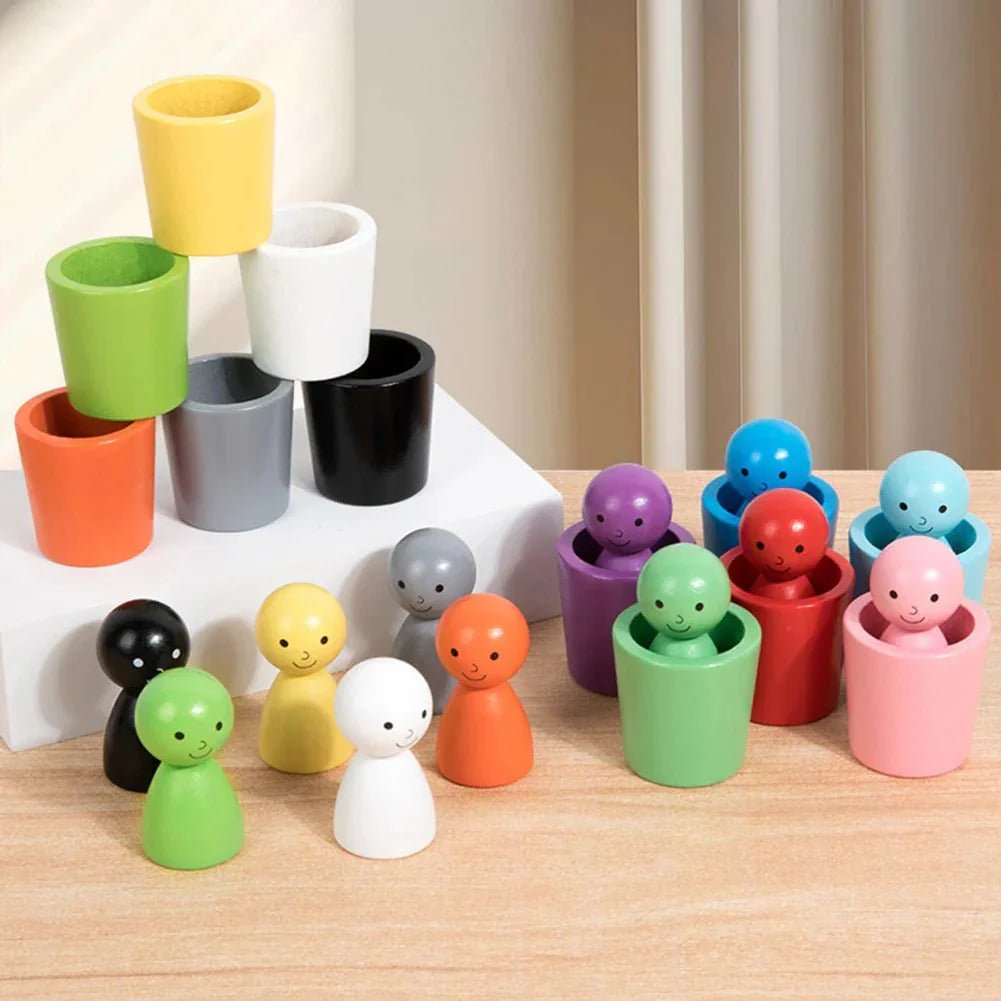 Montessori Kleurmatch Poppen Houten Sorteerspel 12 - Delig - KidsKorner
